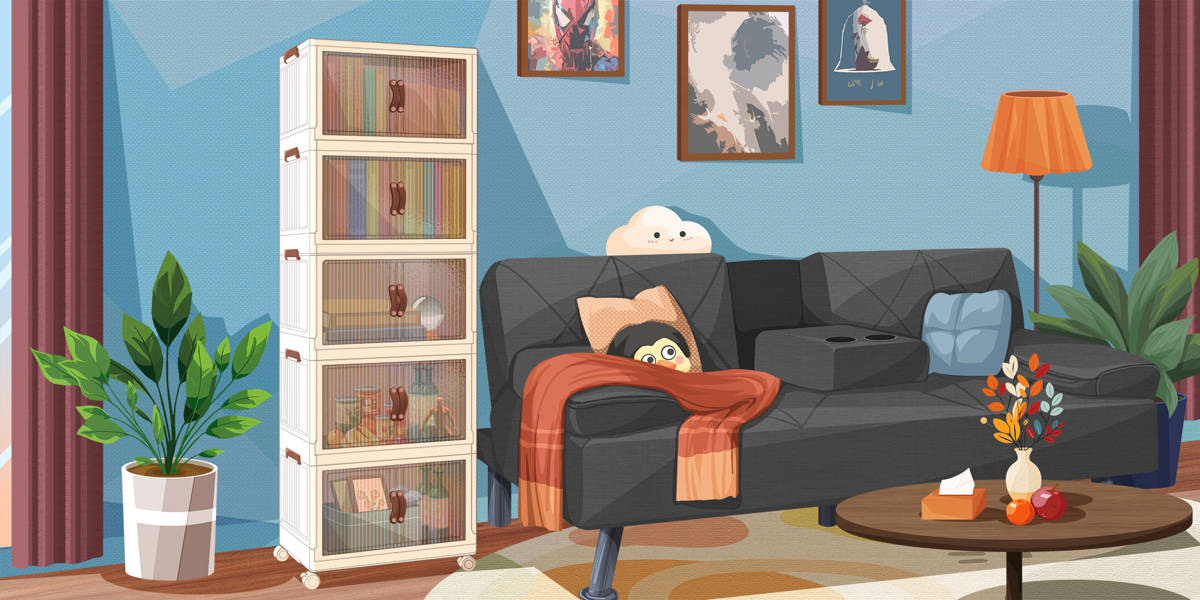 5 Layers Stackable Storage Box with Wheels for Home Living Room Office Wardrobe