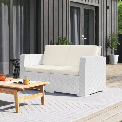 Mcchesney 55" Wide Outdoor Loveseat with Cushions by Mercury Row