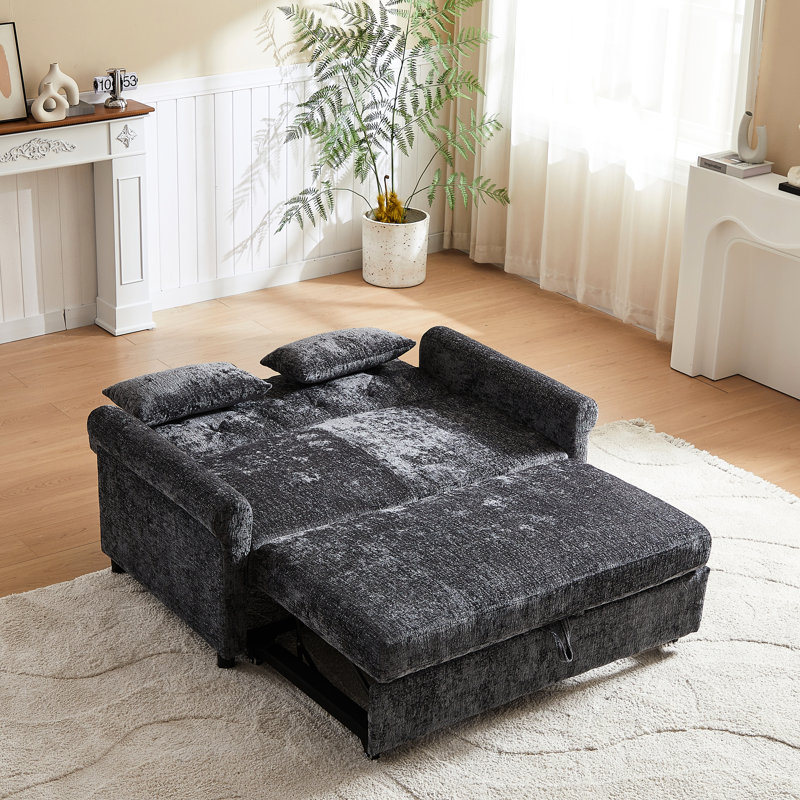 2 Seat Dark Grey Bed With Adjustable Back And Soft Cushion Charging Velvet Cover
