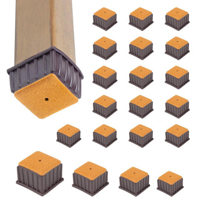 Square Chair Leg Caps Floor Protectors - (16 Piece Set) Double Felt For Easy Hardwood Floor Protection, No Noise, No Dust, Stronger Grip