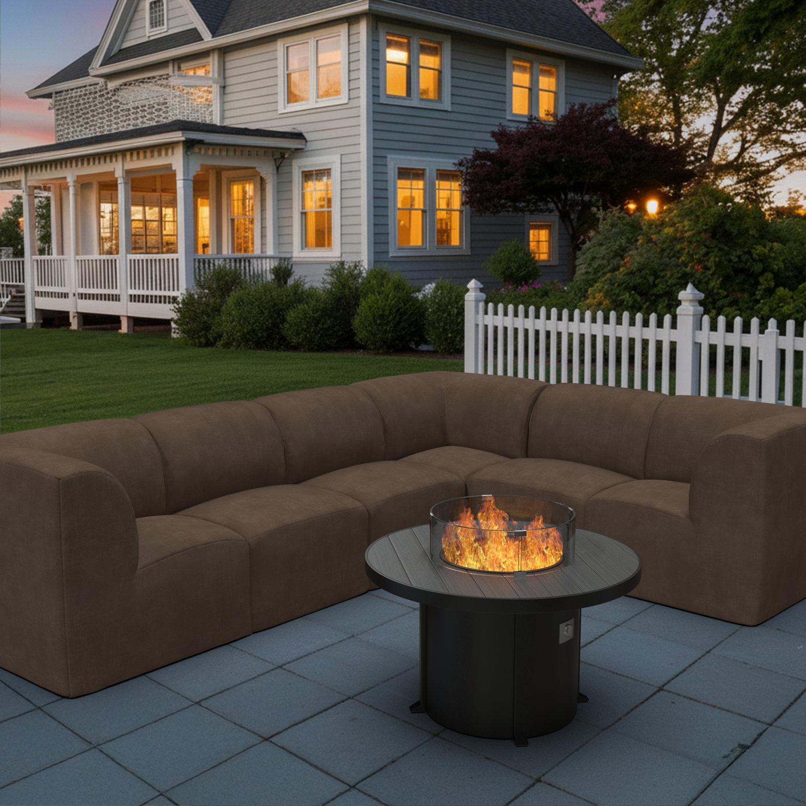 Round Fire Pit Table, Gray