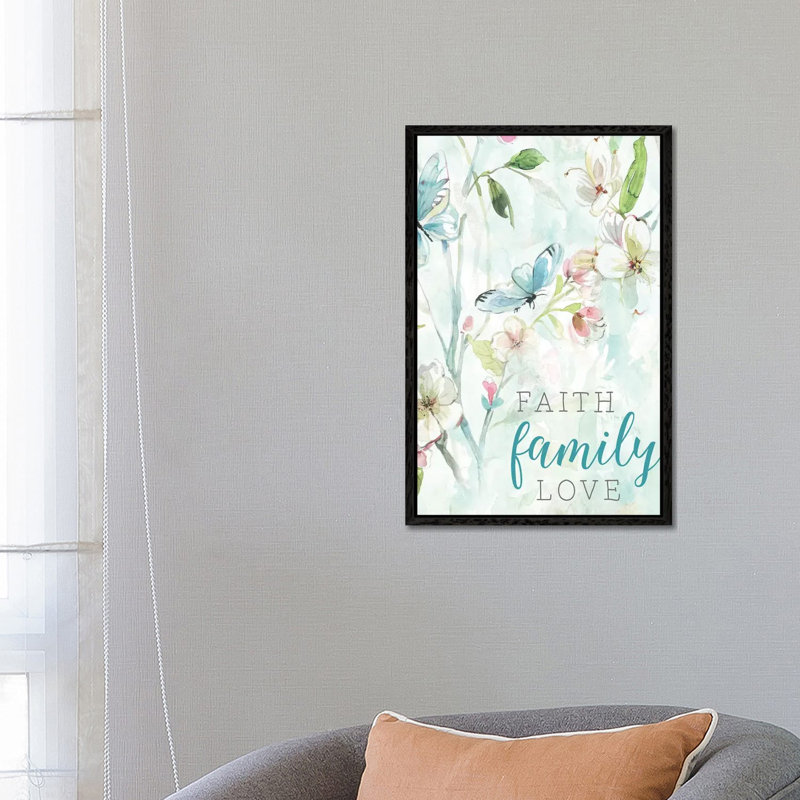 Faith Family Love 1 Piece Wall Art on Canvas, 66.04 cm H x 45.72 cm W, Black Framed Canvas