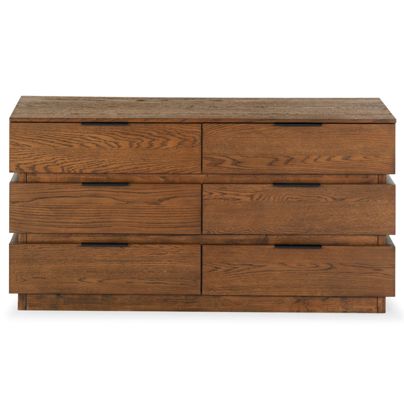 Titus 6 Drawer Stacked Dresser, Medium Oak