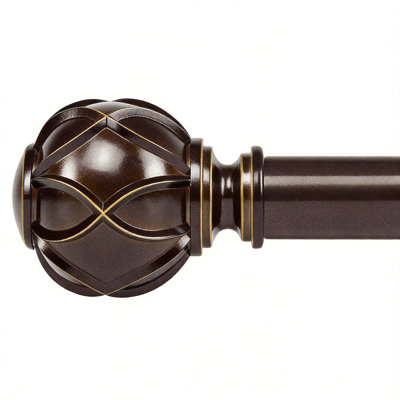 Curtain Rods 1 Pack, Heavy Duty 7/8 Inch Adjustable Decorative Drapery Rods with Netted Texture Finials,32-144"(Antique Bronze)