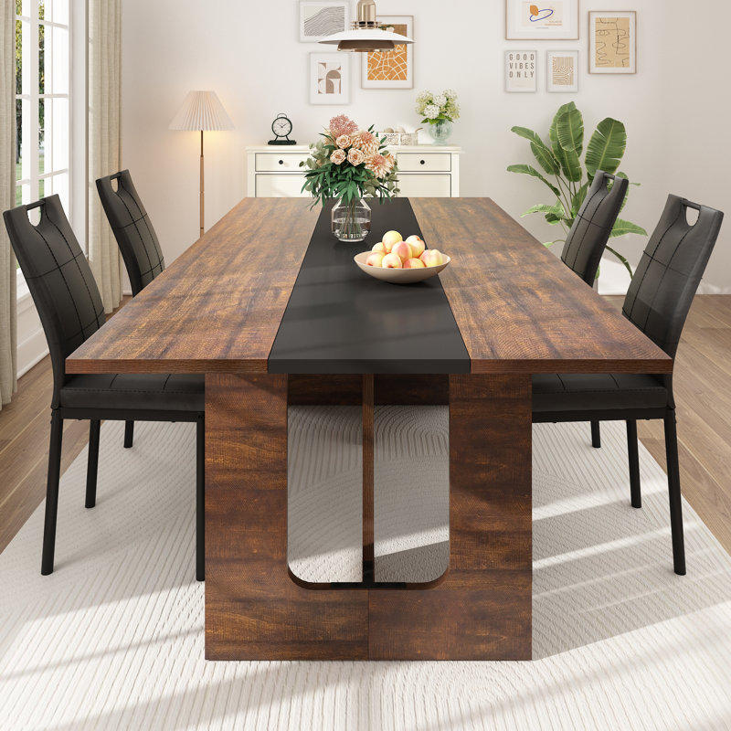71" Rectangular Farmhouse Dining Table for 6-8, Wood Kitchen Table with Wooden Legs, No Chairs, for Dining Room, Kitchen & Living Room