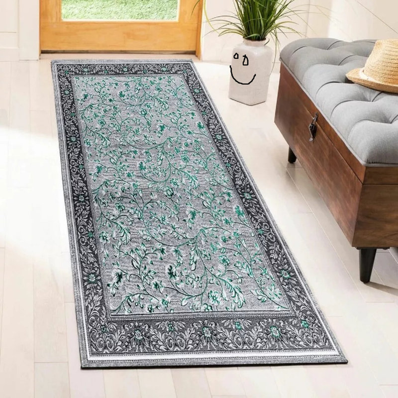 Floral Flatweave Area Rug, Rectangle 200 x 290 cm