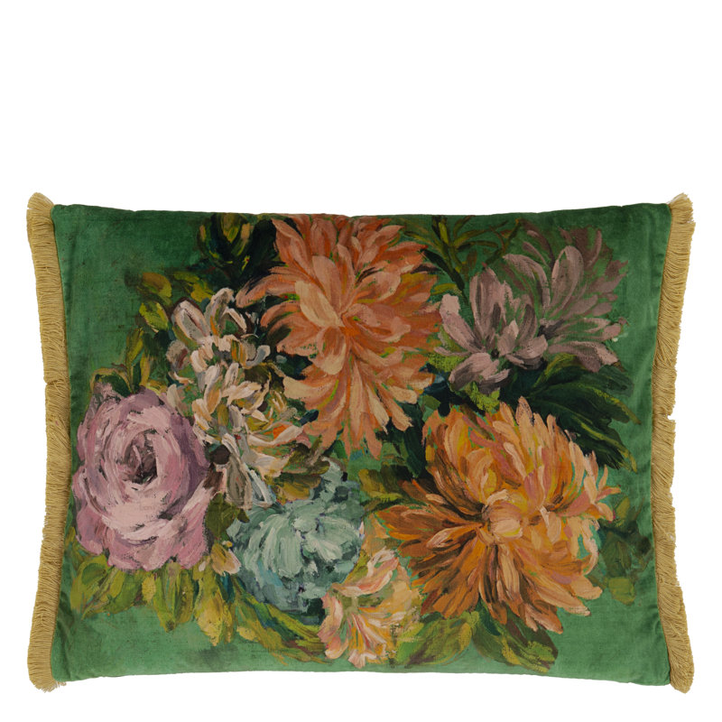 Fleurs D Artistes Decorative Pillow, Vintage Green Floral