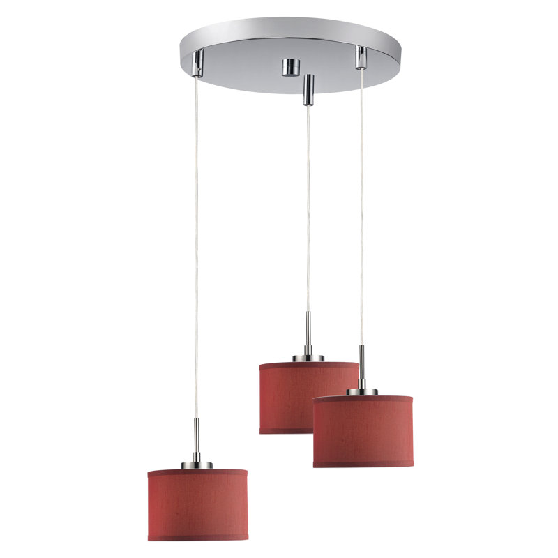 Keiser 3 - Light Cluster Pendant, Satin Nickel, Beige Drum