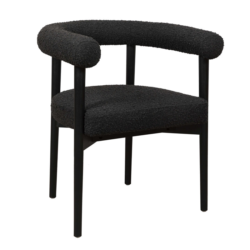 48.3cm H Boucle Upholstered Armchair, Black, Black