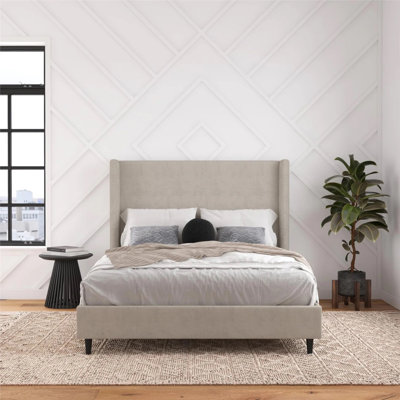 Ana Upholstered Wingback Platform Bed