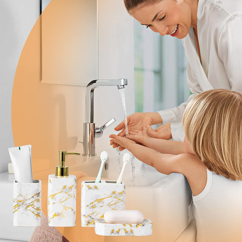 Ensemble d'accessoires de salle de bain 4 pièces Meers, Blanc