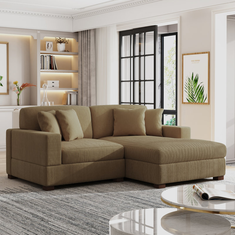 Canapé modulaire en velours côtelé de 83,5 po de largeur, Accoudoir à droite (vu de face)