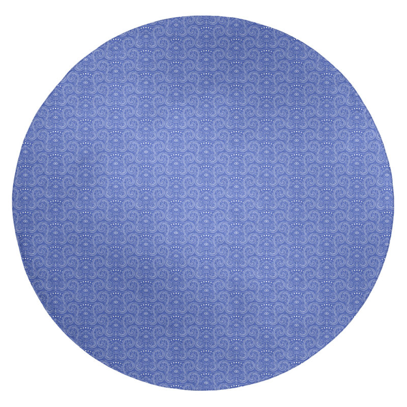 Tapis bleu ardoise de couleur moyenne de troisième oeil, Rond 5 pi