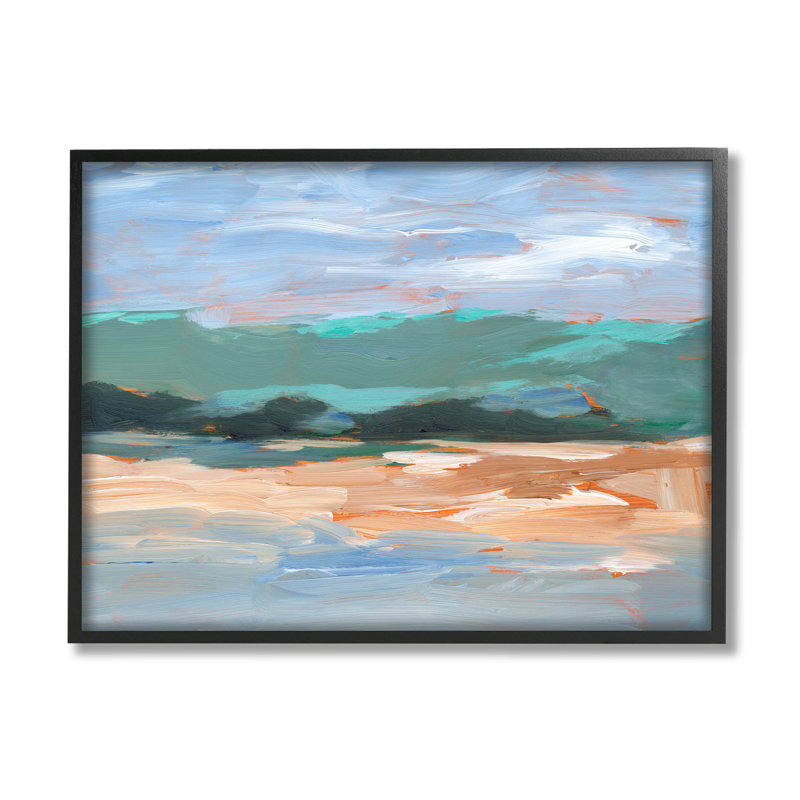 Art moderne, estampe numérique de paysage brossé par Ethan Harper, Giclée encadrée noir minuit, H 11 po x l 14 po x P 1,5 po