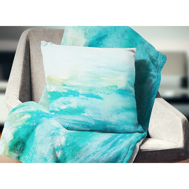 Gros plan abstrait mer - coussin imprimé abstrait, 18 po x 18 po, Coussin décoratif