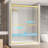43"-48" W x 76" H Double Sliding Door Framed Shower Door with Two Towel Bars, Easy-Clean Coating, Explosion-Proof Film, Brushed Gold-124639307-125784233