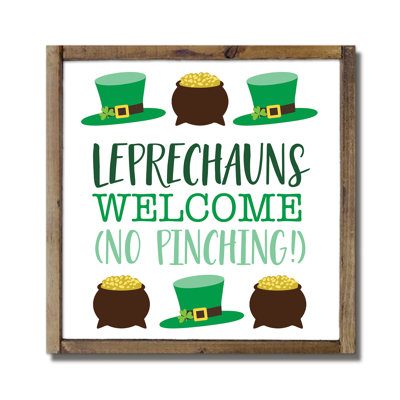 Leprechauns Welcome, impression sur bois encadrée