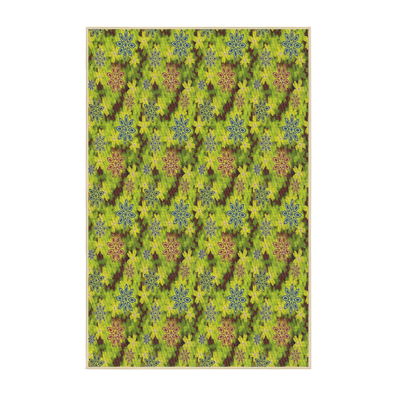 Tapis vert/jaune tissé à la machine, Tapis de couloir 2 pi x 5 pi