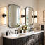 Almetta 2 - Applique murale de salle de bain noire à intensité variable avec abat-jour en verre blanc, luminaire de bar pour salle de bain-891076447-927296973