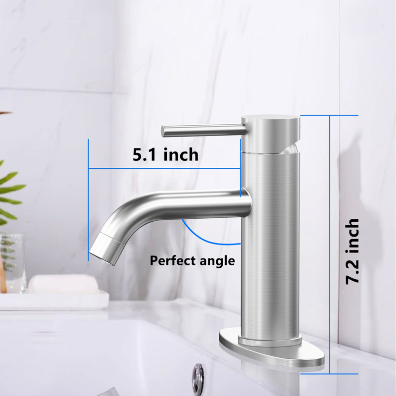 Brushed Nickel Stainless Steel Single Handle Bathroom Faucet