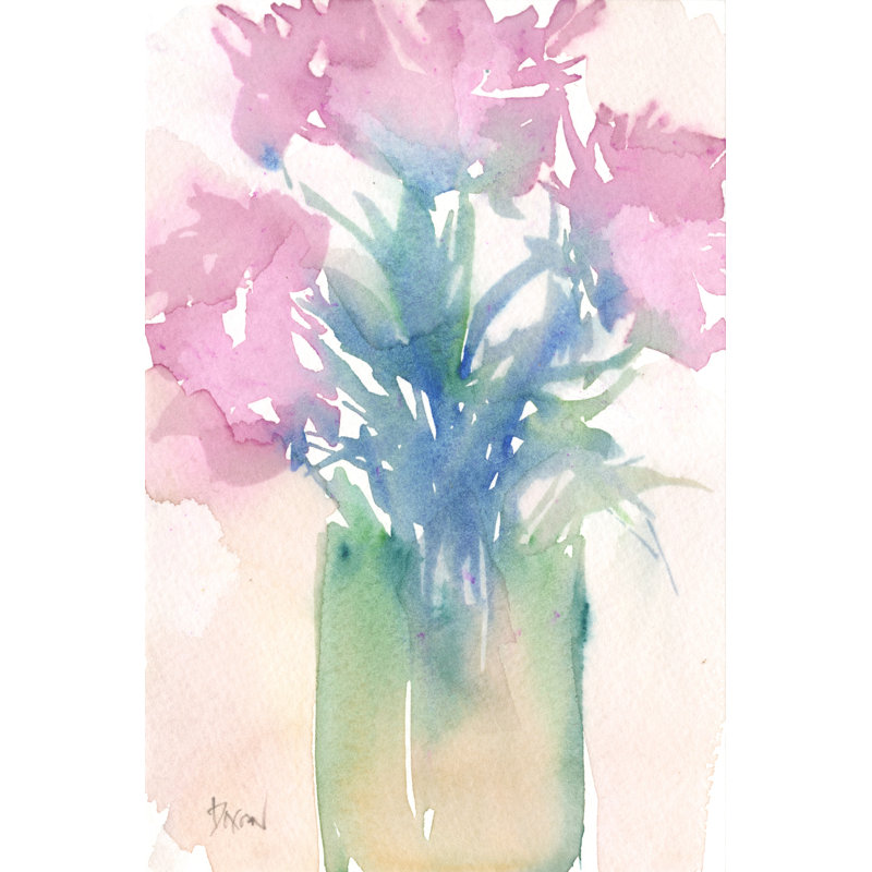 «Pretty Pink Flowers II», peinture sur toile, H 12 po x l 8 po