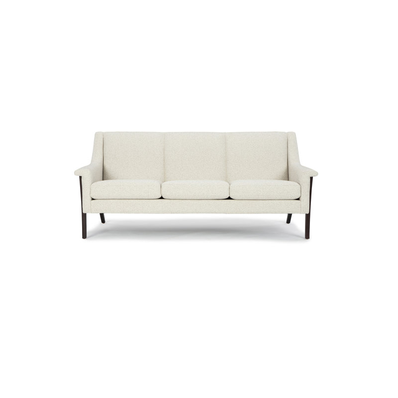 Arlo Sofa, White Heron Polyester, Walnut