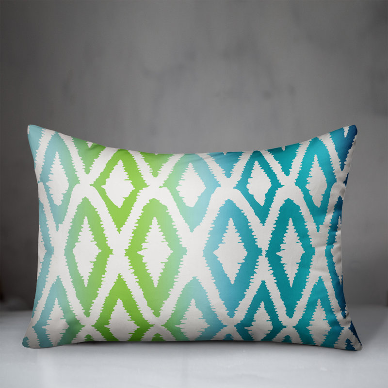  Coussin intérieur / extérieur Gradient Ikat, Polyester / Bourre en polyester, Vert / Sarcelle