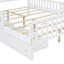 Lit plateforme double en bois pleine grandeur avec garde-corps et deux tiroirs de rangement pour une chambre à coucher stable - blanc-1695113275-1695113272