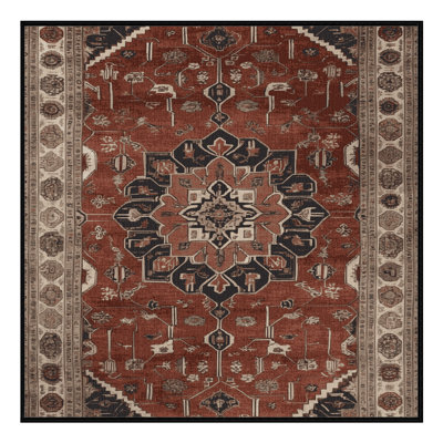 Machine Washable Persian Brown Area Rug