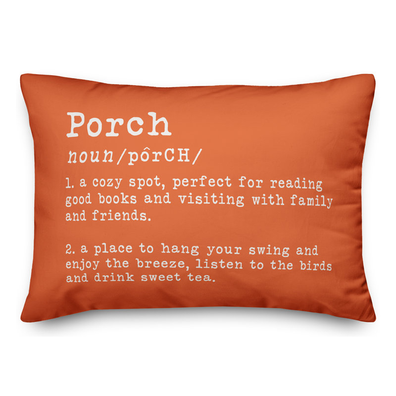 Textual Outdoor Throw Pillow, Orange