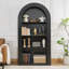 Bibliothèque arquée de 78,74 po de hauteur, bibliothèque de style Mid-Century à 4 niveaux avec tablette de rangement ouverte pour la salle à manger, le salon et la chambre à coucher (noir)
