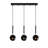 Modern Black Chandelier, Adjustable Height, 62 x 5.9 x 52.8 inches | Metal Body with Glass Cap (Cap Diameter: 5.9 in, Height: 5.9 in) | 3 x E14 Sockets (Max 40W) | Industrial & Scandinavian Design, Perfect for Home & Office