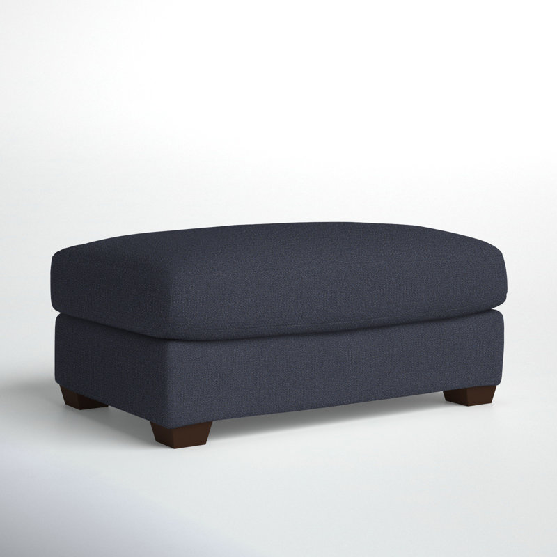 Rhodes Upholstered Ottoman, Drusky Navy Sustain® Basketweave
