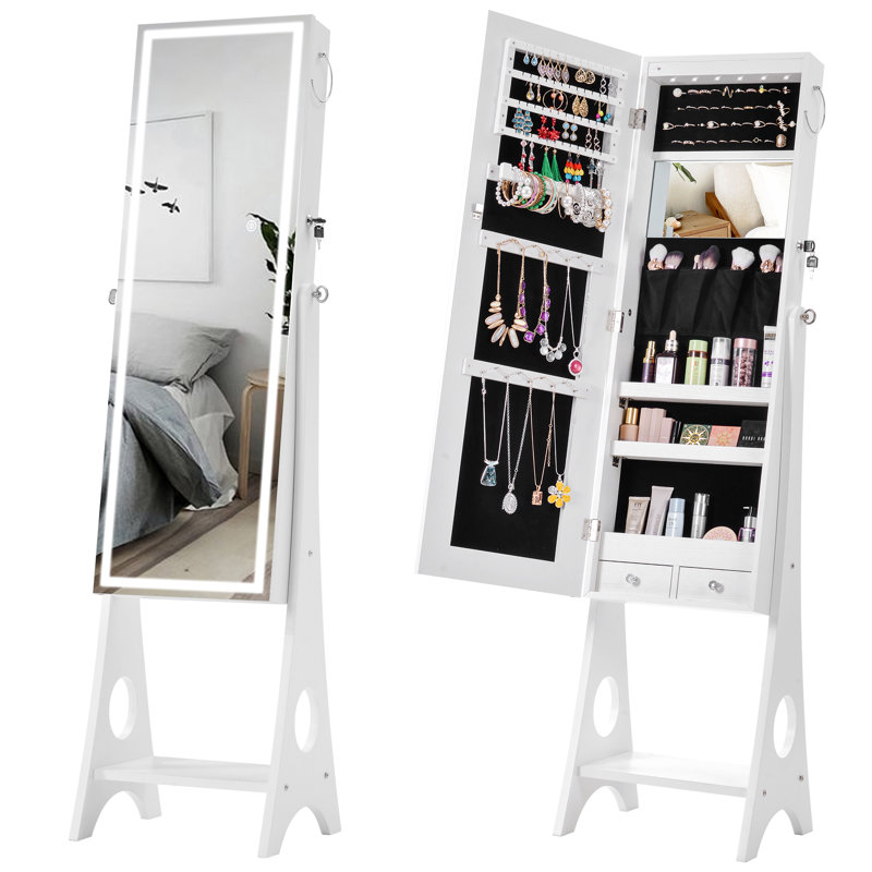 Armoire à bijoux avec miroir Aikeem, Blanc