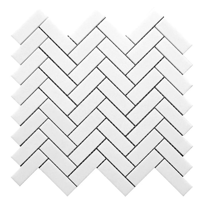 Nubes 12 x 13 Thassos Honed Marble Mosaic Herringbone Tile (5.29 Sq Ft/Case) - 5 Pack