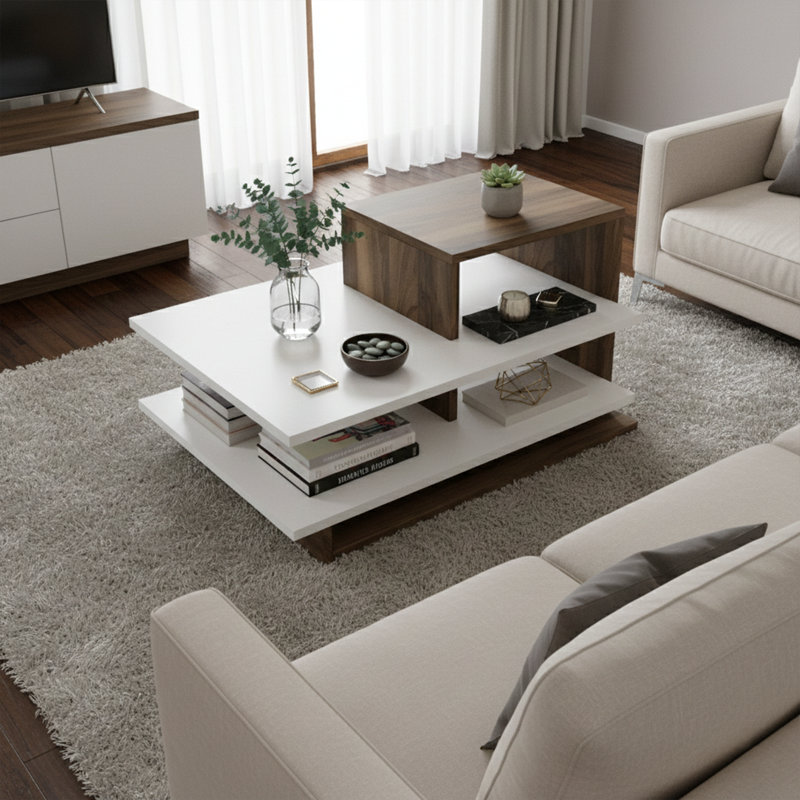 Table basse rectangulaire à usages multiples