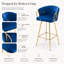 Velvet Barstool Two-piece Set with Metal Armrests and Rectangular Footrest-1194041003