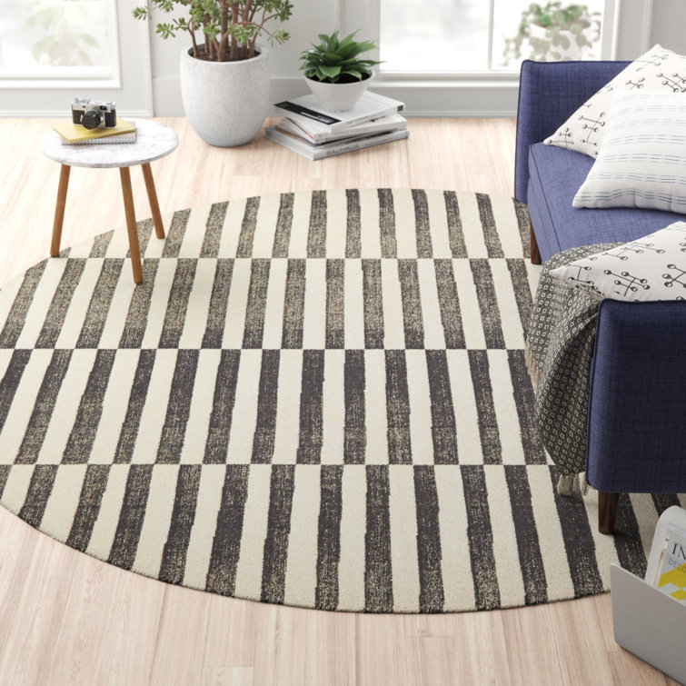 Arzilla Striped Ivory/Black Area Rug