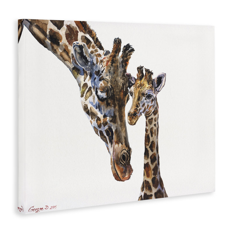 Ringler, joli bébé girafe, famille, aquarelle, peinture murale, enfants, H 16 po x l 20 po