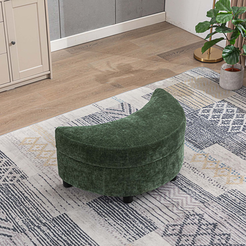 Repose-pieds avec rangement en chenille de 32,7 po de largeur Cadedra, Chenille verte