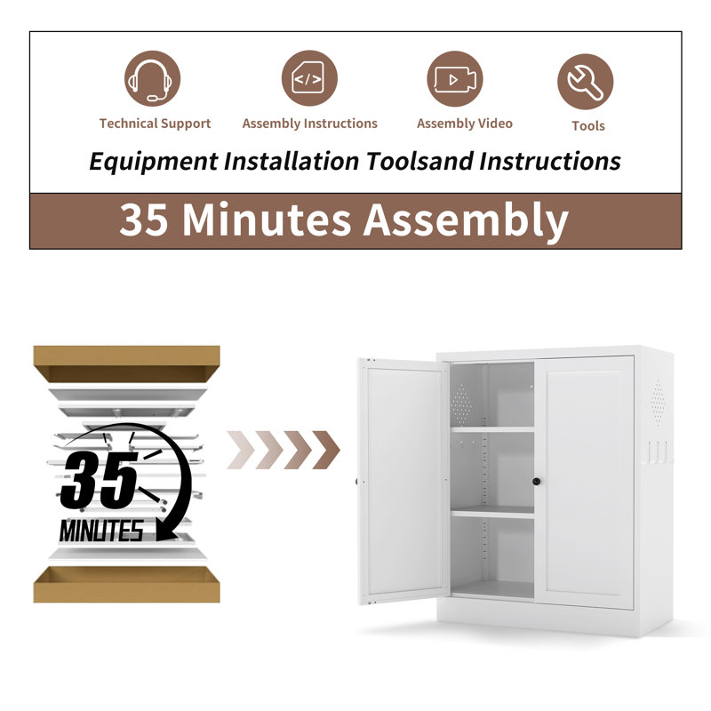 Garde-manger durable en métal 34 po avec 2 portes H 34 po - Multi-usage pour cuisine, salon, chambre à coucher