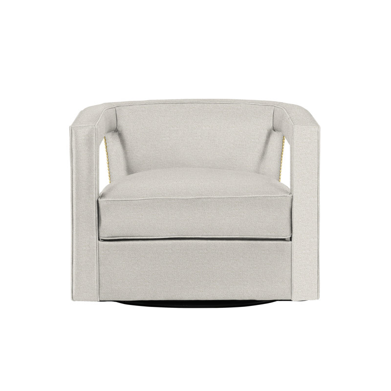 Alana Swivel Barrel Chair, Bright Brass, White 5555-000