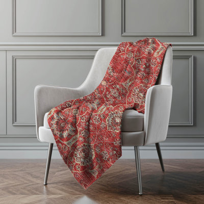 Addison Machine Washable Sherpa Ornate Throw Blanket