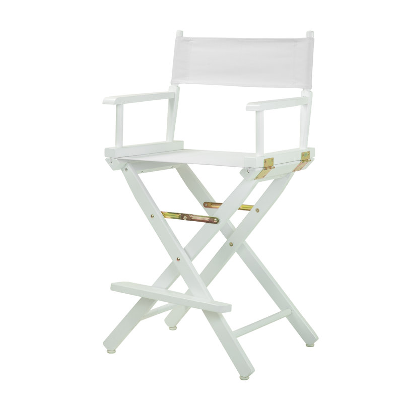 Chaise de réalisateur pliante 24 po, Naturel, Blanc