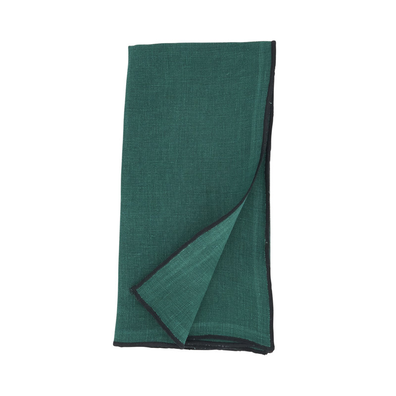 Set of 4 Dartmouth Linen No Pattern Square Napkins, Jasper Green