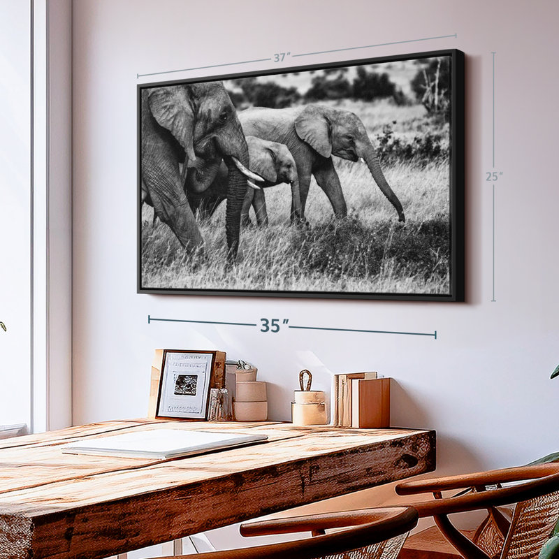 Animal "Famille d'éléphants I", art mural, H 25 po x l 37 po