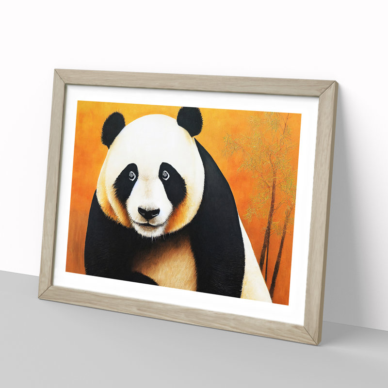 Adorable Panda - Single Picture Frame Print, Oak Framed, 34cm H x 46cm W x 2cm D