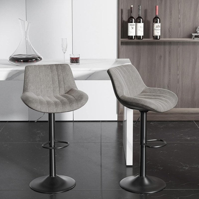 Nalupatio Adjustable Swivel Bar Stools with Backrest – Faux Leather Counter Height Chairs with Footrest, 360° Rotation, for Kitchen Island, Home Bar, or Dining Room, 300lbs Capacity, Set of 2