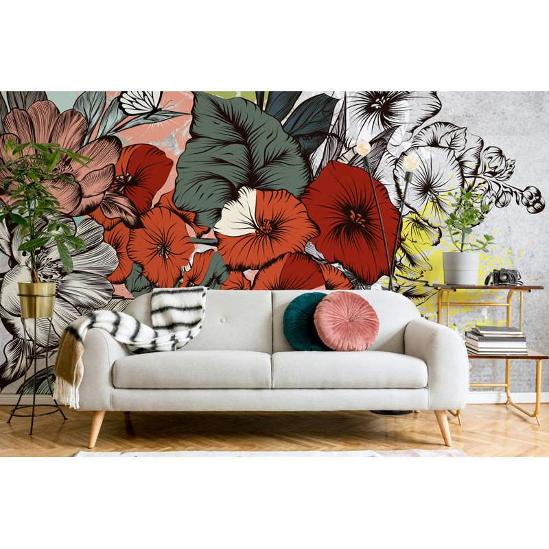 Papier peint amovible Botanic Exotic Floral, L 35,04 po x l 55 po