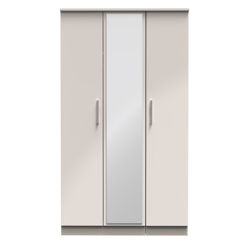 Borgeson Tall Triple Mirror Wardrobe, Gloss/Kashmir
